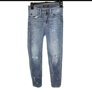 Judy Blue 3/26 Distressed Jeans Relaxed Fit Acid Wash Splattered JB8273MD